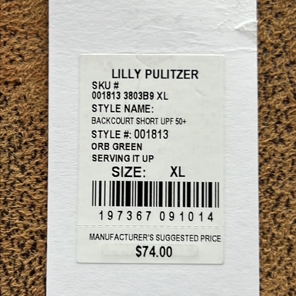 NWT Lilly Pulitzer Green and Pink Back Court UPF50 Athletic Shorts. XL - Picture 7 of 11